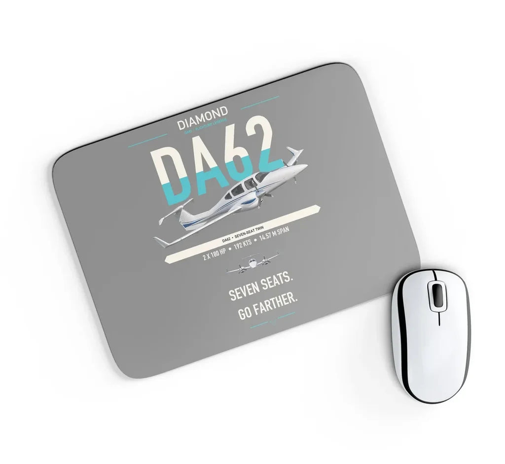 Diamond DA62 design on gray rectangle mouse pad