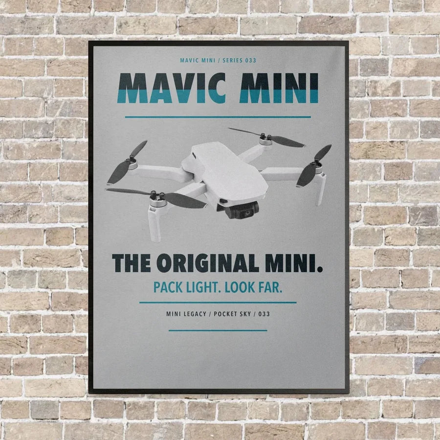 DJI Mavic Mini vertical canvas print - framed - light gray background