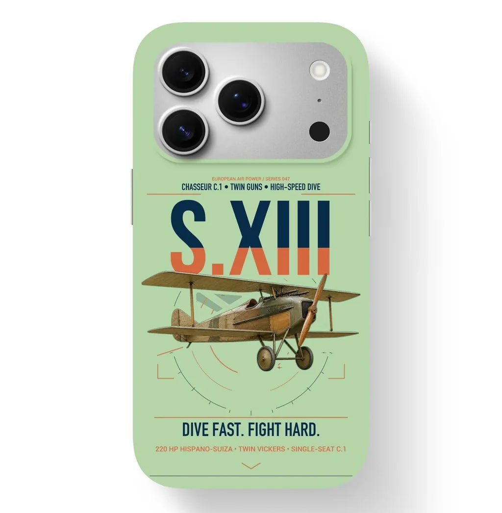SPAD S.XIII C.1 design on light green magsafe iphone case, for iPhone 17 Pro