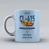 Thumbnail for Canadair CL-415 design on light blue ceramic mug, double-side print