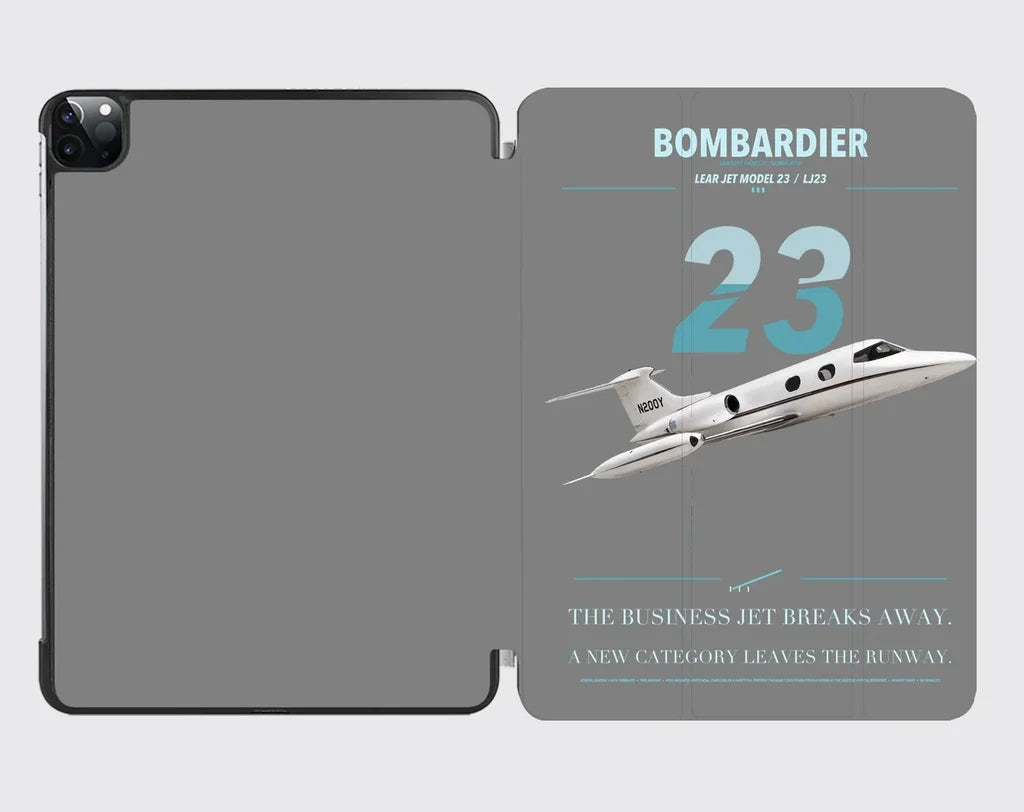 Bombardier Learjet 23 design on gray ipad tablet case