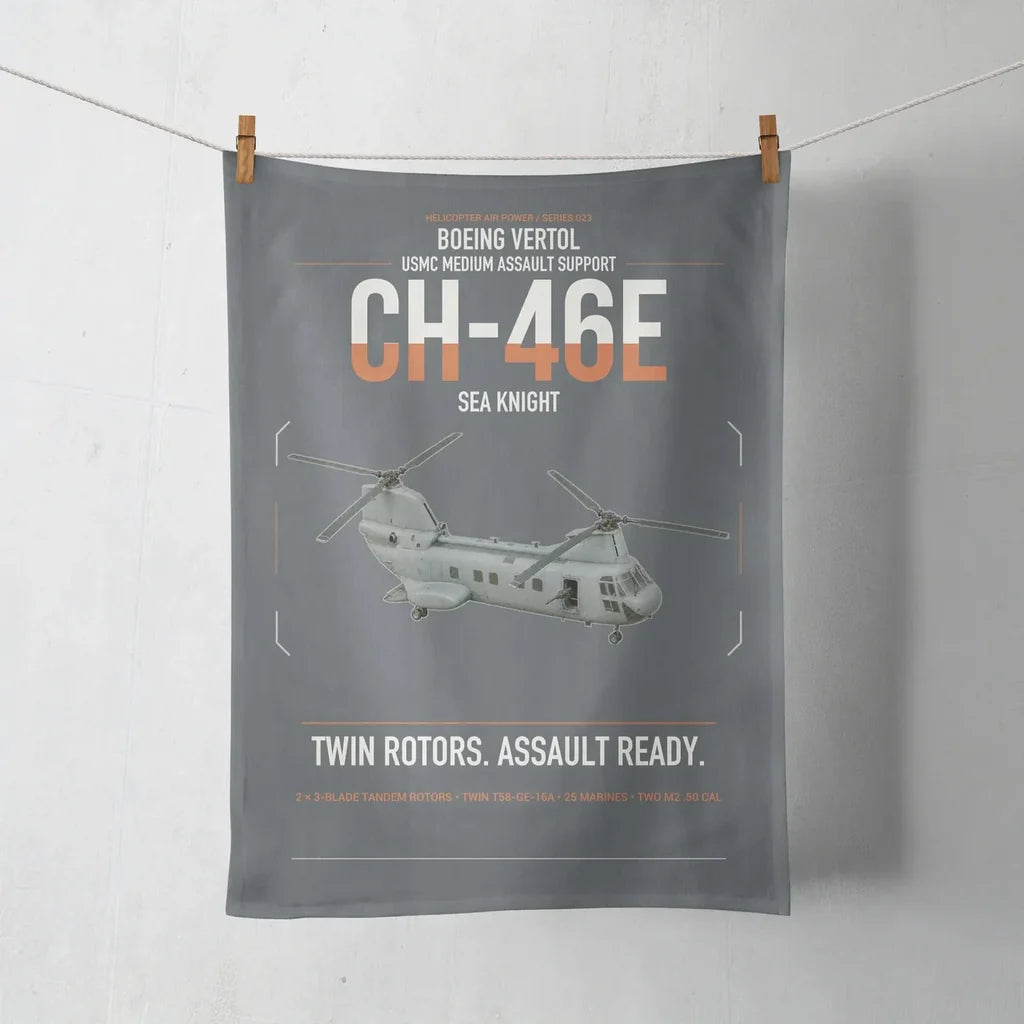 Boeing Vertol CH-46E Sea Knight design on gray towel