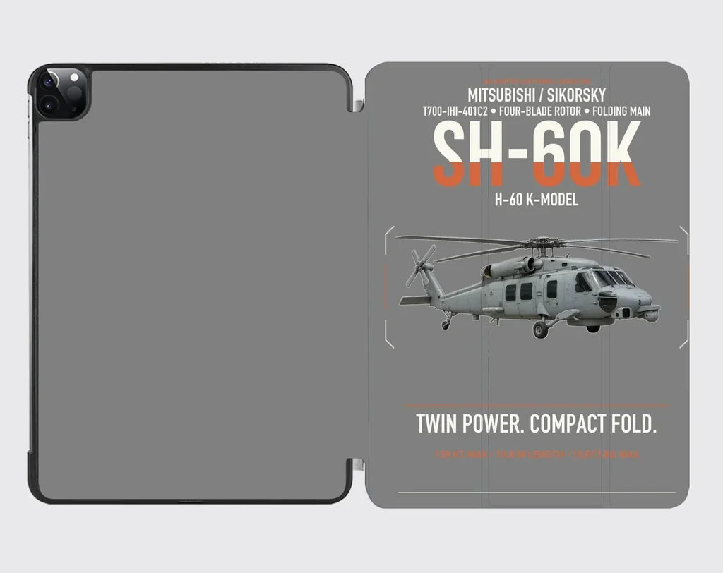 Mitsubishi Sikorsky SH-60K design on gray ipad tablet case