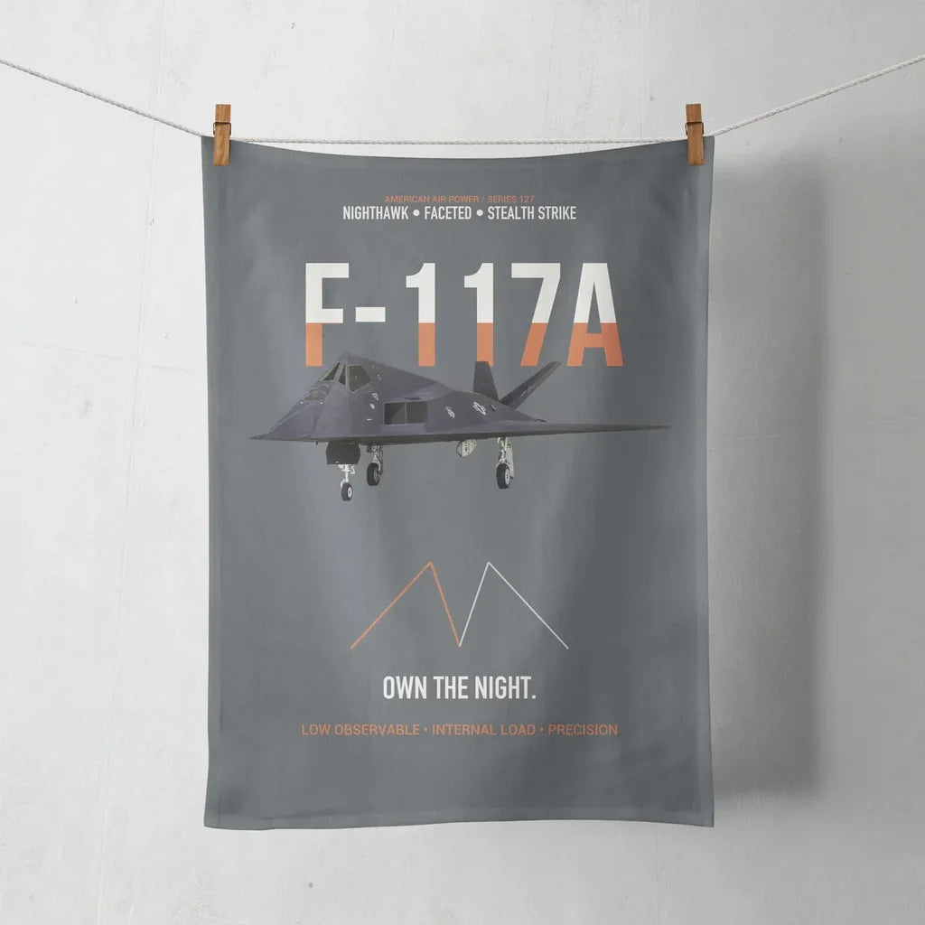 F-117A Nighthawk Own The Night design on gray towel