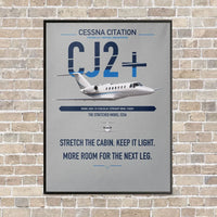 Thumbnail for Cessna Citation CJ2+ vertical canvas print - framed - light gray background