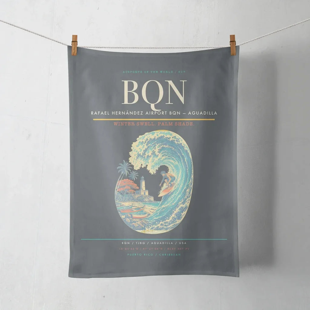 Rafael Hernández Airport (BQN) design on gray towel