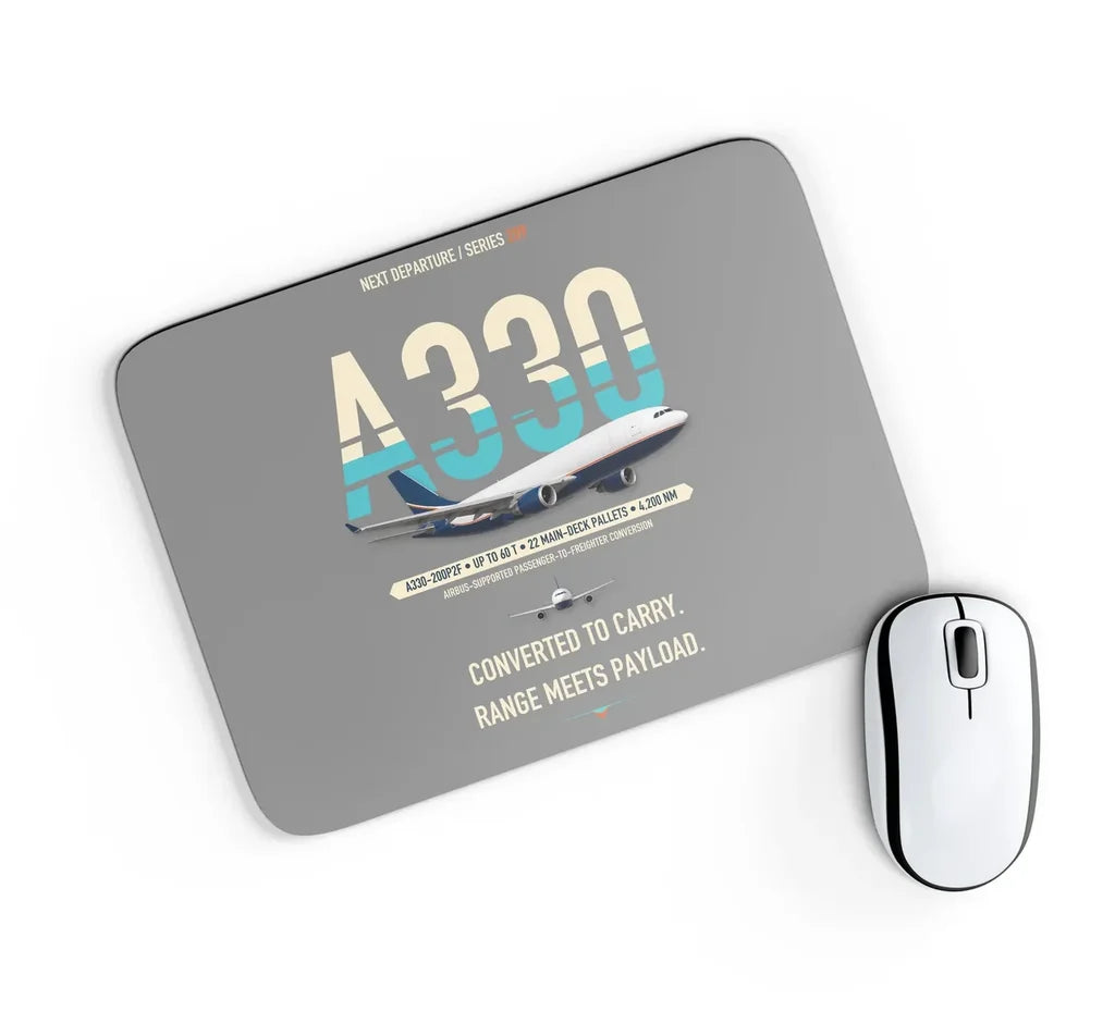 Airbus A330-200P2F design on gray rectangle mouse pad