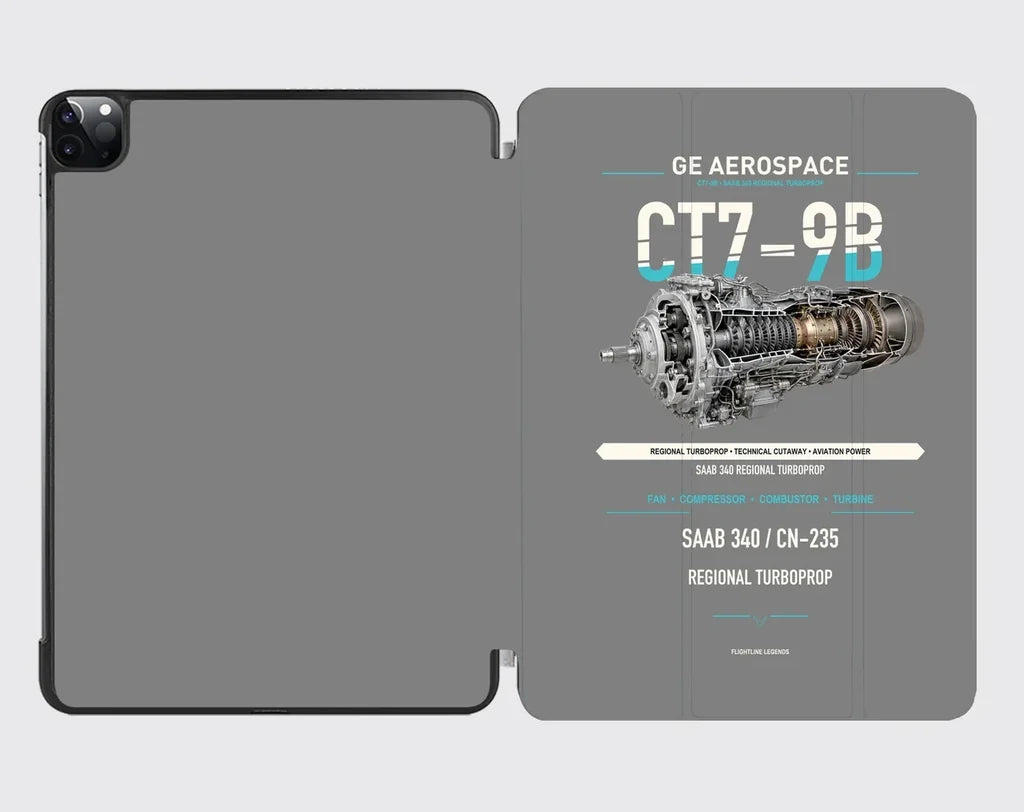 CT7-9B design on gray ipad tablet case