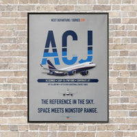 Thumbnail for Airbus ACJ320neo vertical canvas print - framed - light gray background