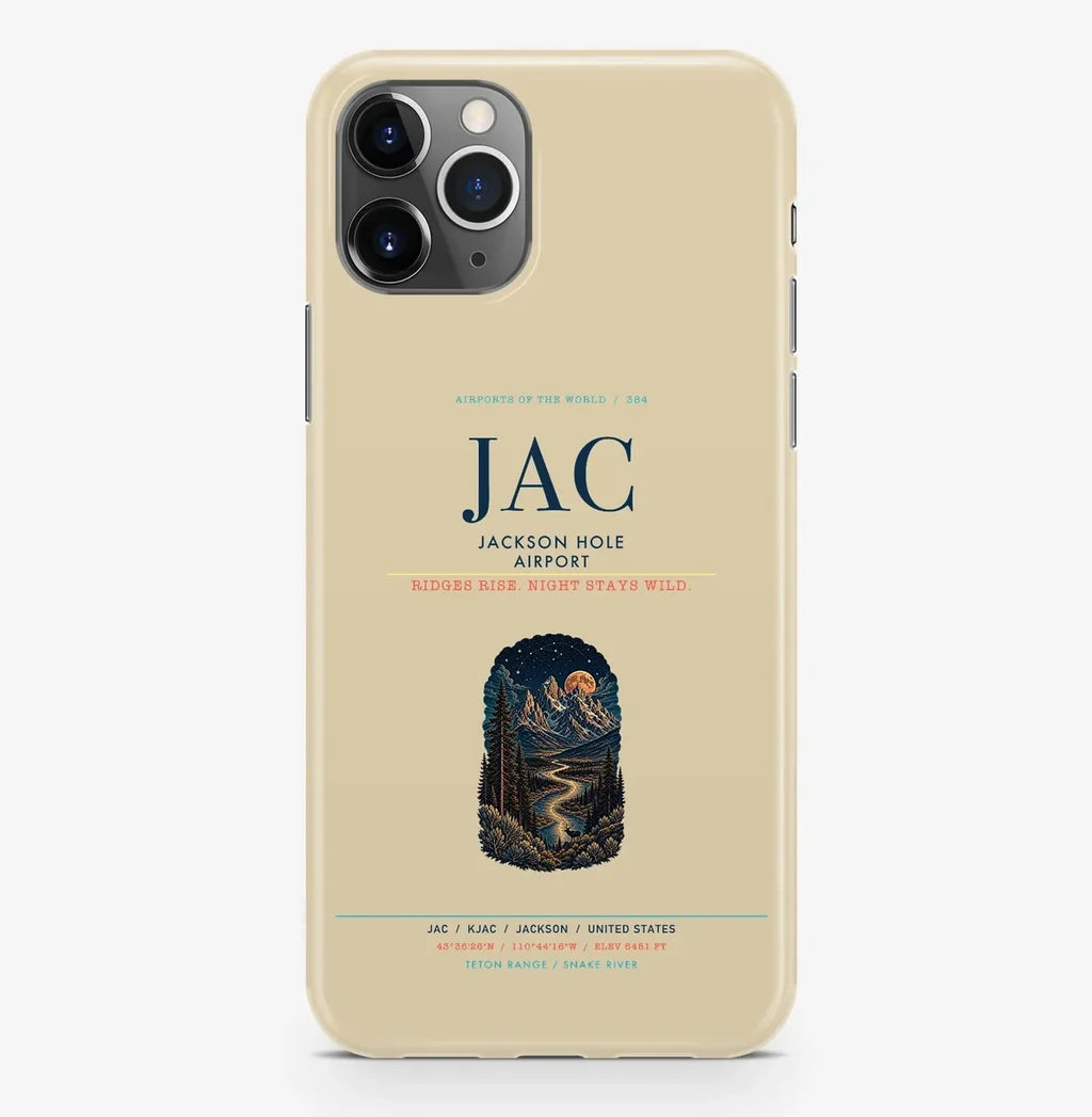 Jackson Airport (JAC) design on beige iPhone 16 Pro MagSafe case