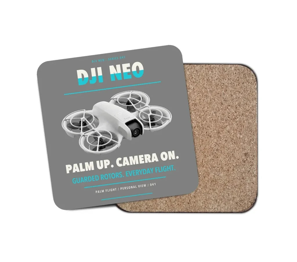 DJI Neo design on gray 1 piece coaster