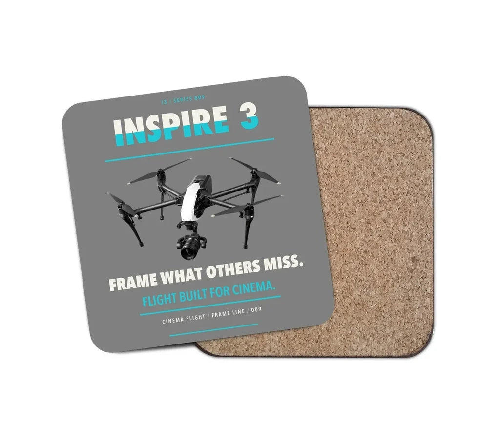 DJI Inspire 3 design on gray 1 piece coaster