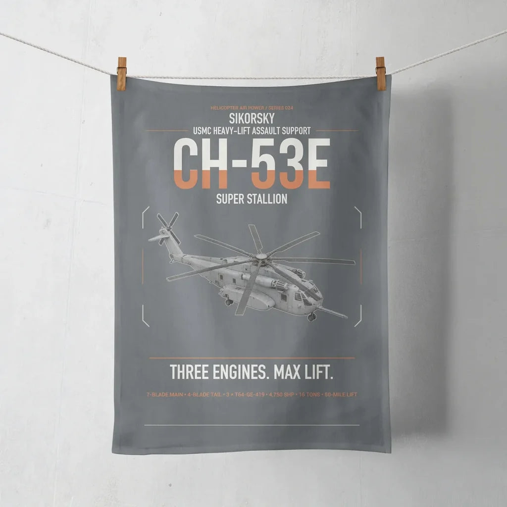 Sikorsky CH-53E Super Stallion design on gray towel