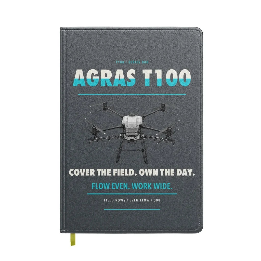 DJI Agras T100 design on gray notebook