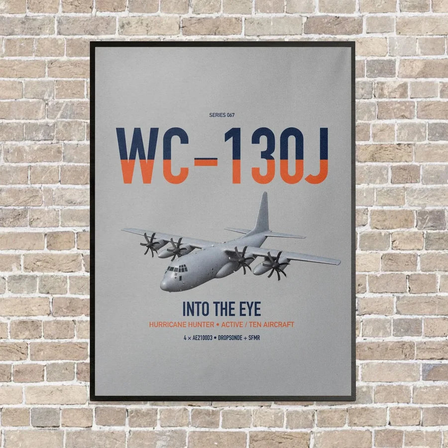 WC-130J Hurricane Hunter vertical canvas print - framed - light gray background