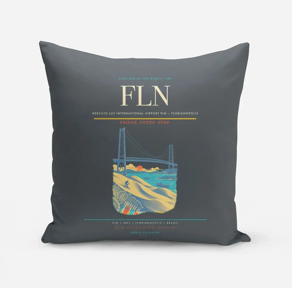 Hercilio Luz International Airport (FLN) design on gray pillow