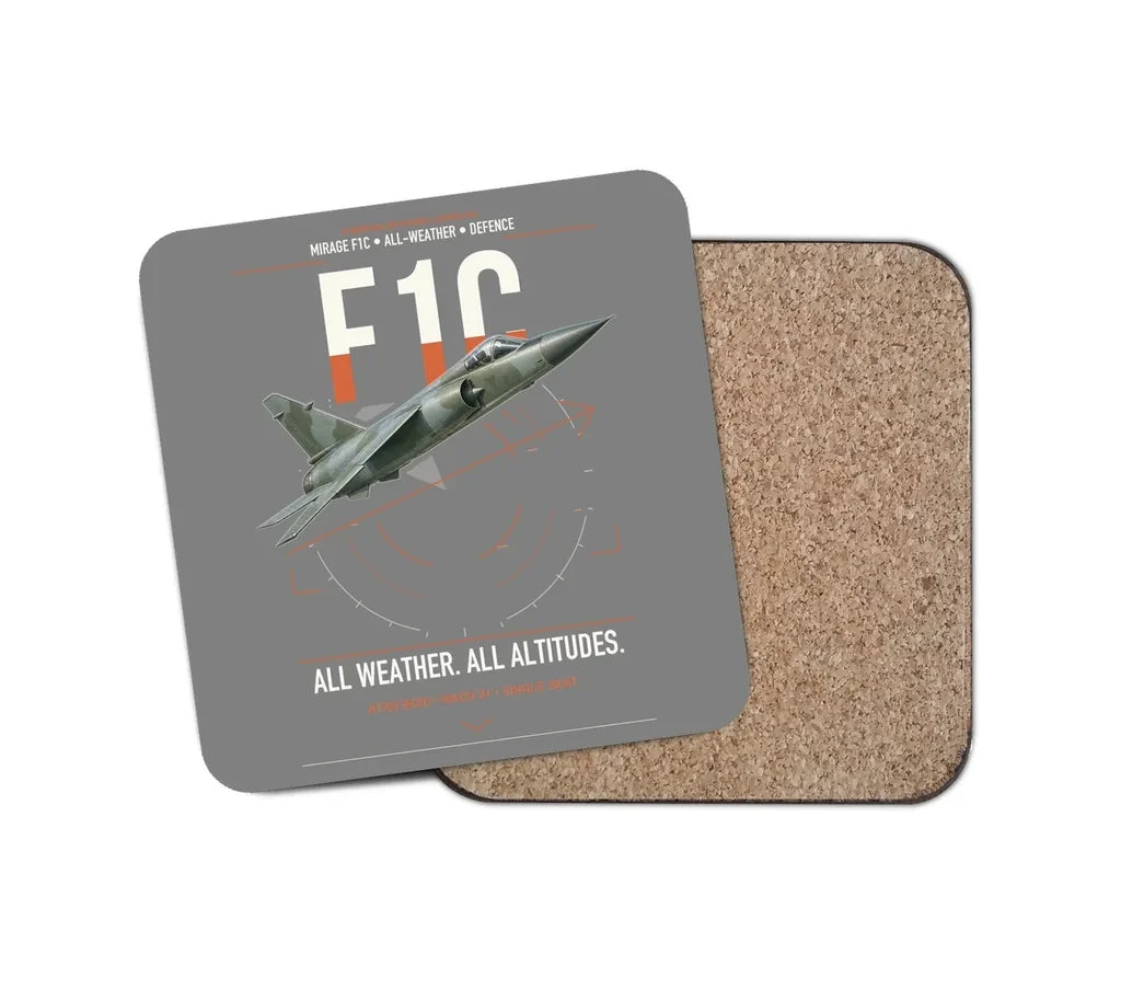 Dassault Mirage F1C design on gray 1 piece coaster