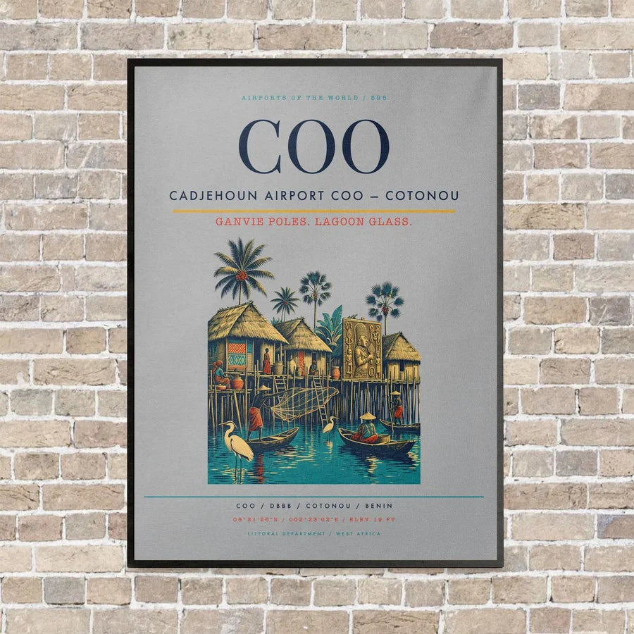 Cadjehoun Airport COO — Cotonou vertical canvas print - framed - light gray background