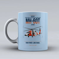 Thumbnail for Sikorsky MH-60T Jayhawk design on light blue ceramic mug, double-side print