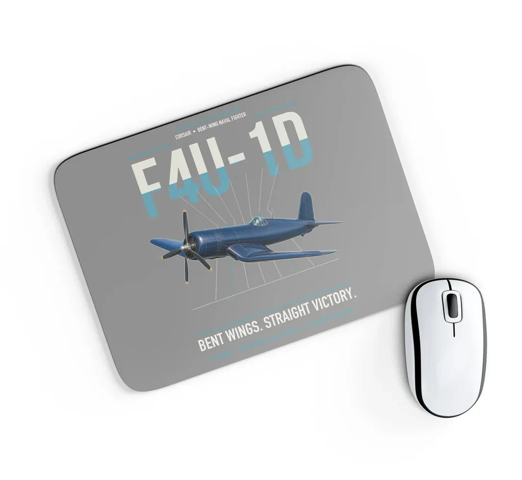 F4U-1D Corsair design on gray rectangle mouse pad