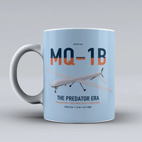 Thumbnail for MQ-1B Predator design on light blue ceramic mug, double-side print
