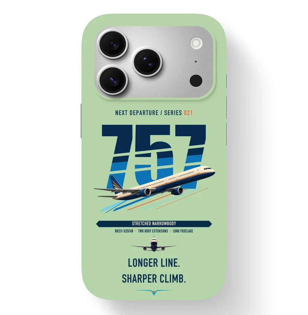 Boeing 757-300 design on light green magsafe iphone case