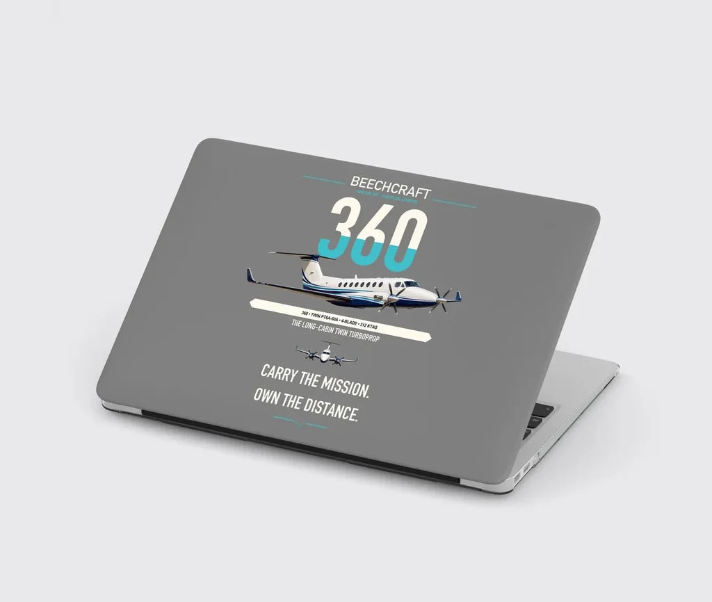 Beechcraft King Air 360 design on gray MacBook case