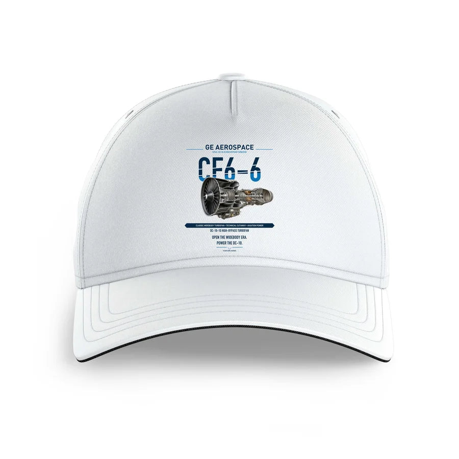 CF6-6 design on white printed hat