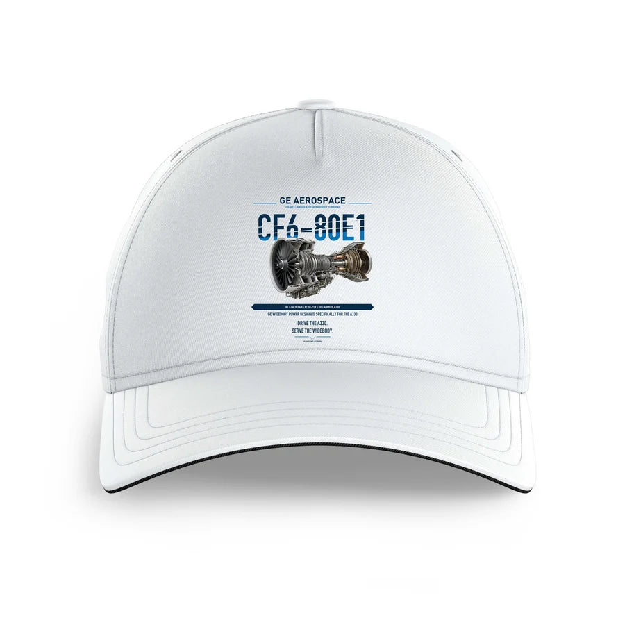 CF6-80E1 design on white printed hat