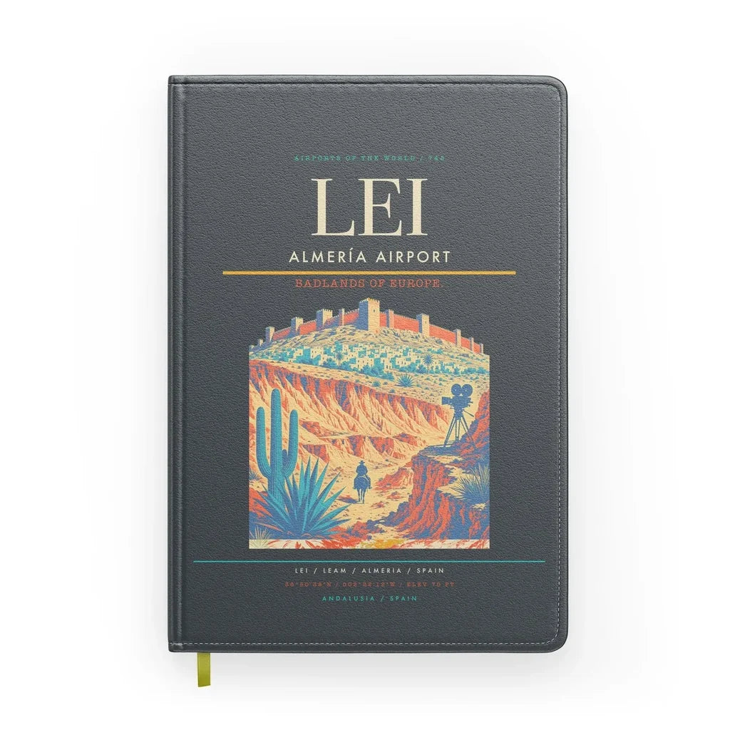 Almería Airport (LEI) design on gray notebook