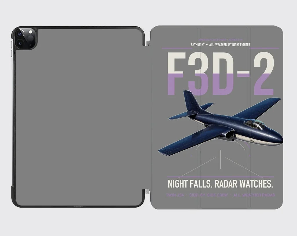F3D-2 Skyknight design on gray ipad tablet case