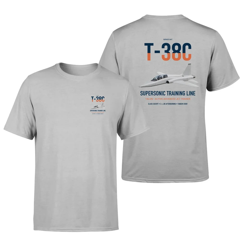 T-38C Talon design on light gray double-side t-shirt, double-side print