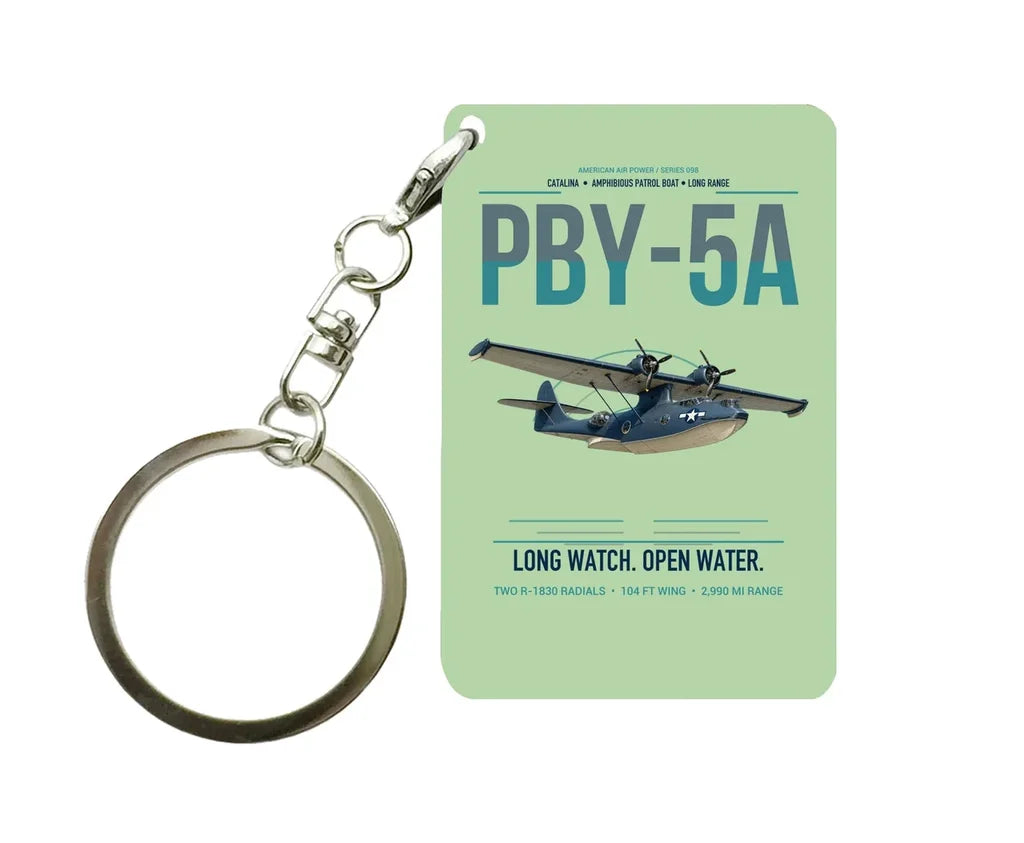 PBY-5A Catalina design on light green designed key chain, double-side print