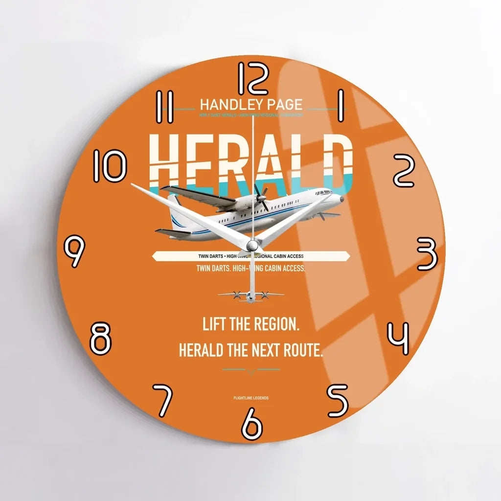Handley Page HPR.7 Dart Herald design on orange no frame wall clock