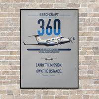 Thumbnail for Beechcraft King Air 360 vertical canvas print - framed - light gray background