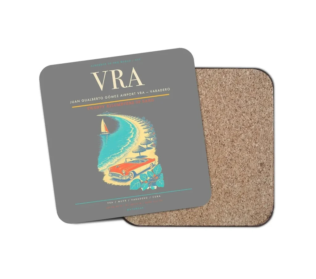 Juan Gualberto Gómez Airport (VRA) design on gray 1 piece coaster