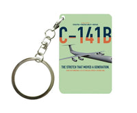 Thumbnail for C-141B Starlifter design on light green designed key chain, double-side print