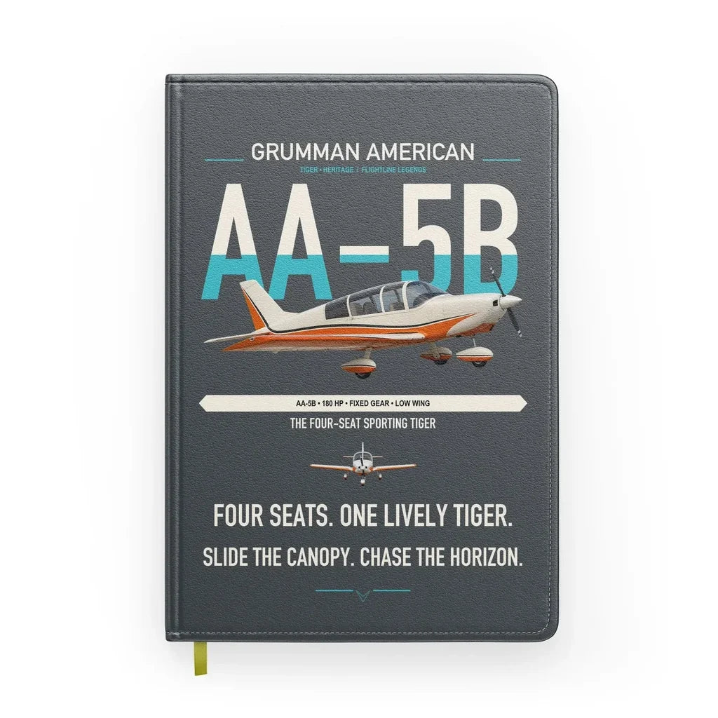 Grumman American AA-5B Tiger design on gray notebook