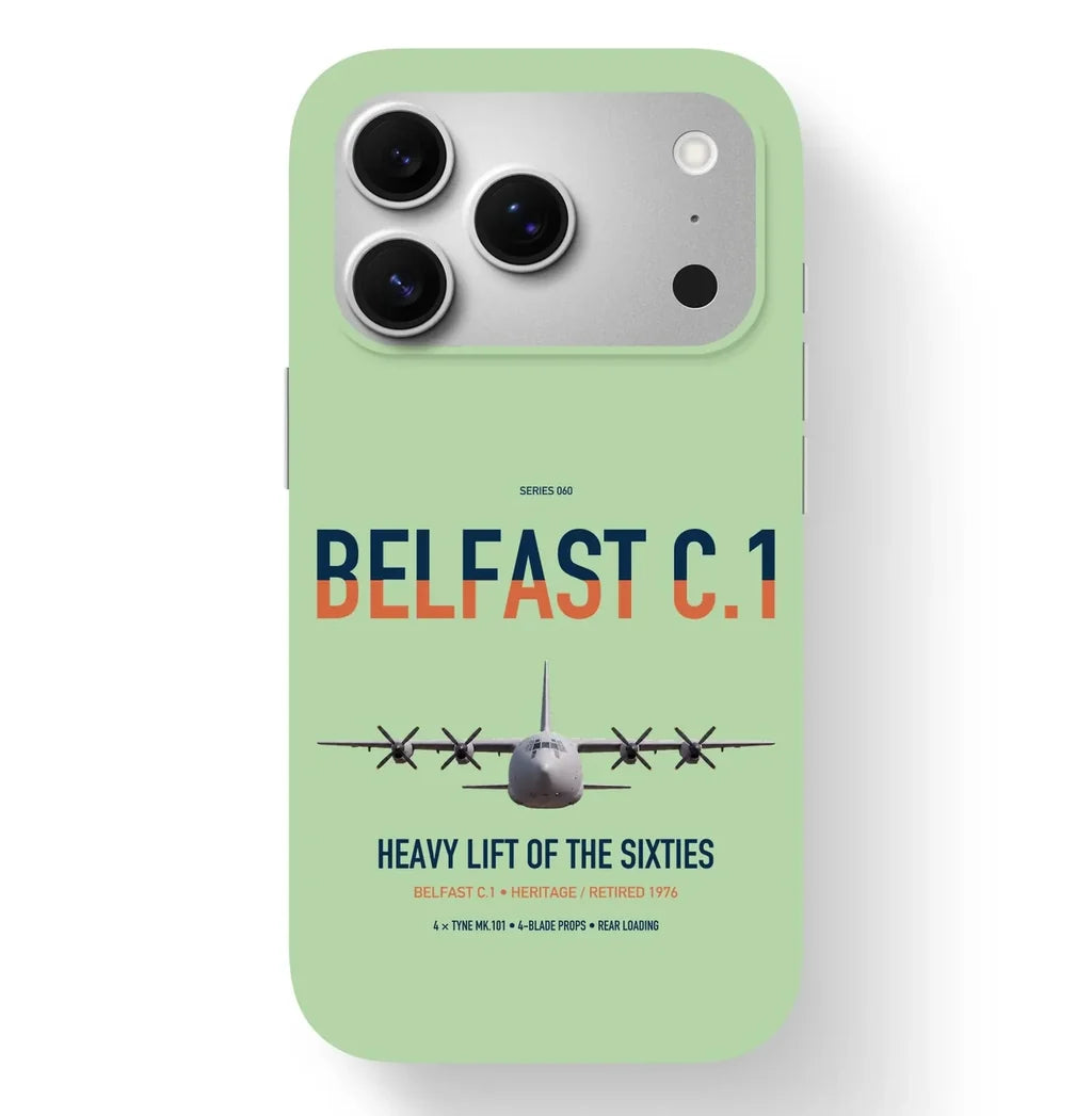 Short Belfast C.1 design on light green magsafe iphone case, for iPhone 17 Pro