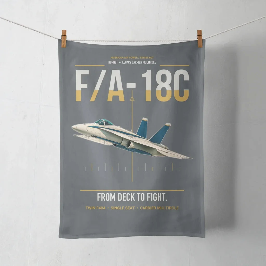 F-A-18C Hornet design on gray towel