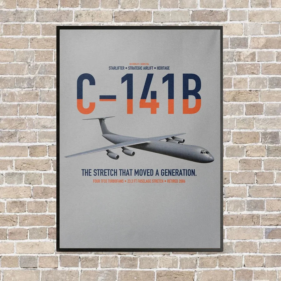 C-141B Starlifter vertical canvas print - framed - light gray background