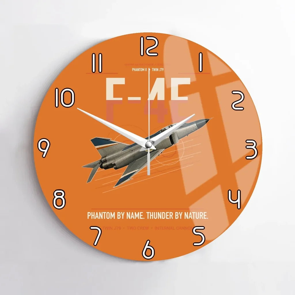 F-4E Phantom II design on orange no frame wall clock