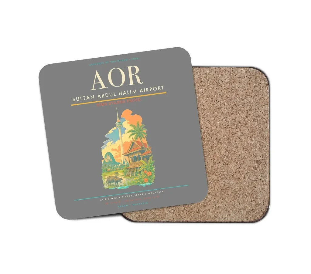 Sultan Abdul Halim Airport (AOR) design on gray 1 piece coaster
