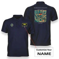 Thumbnail for VINTAGE G4127 - The Heliport Downtown - Double-Side Polo T-Shirt design on navyblue+name