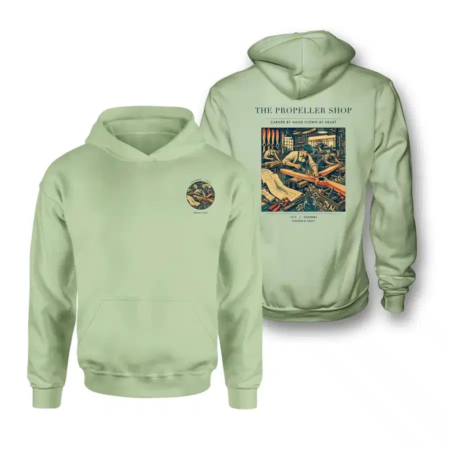 VINTAGE G4014 - The Propeller Shop - Double-Side Hoodie design on lightgreen double side