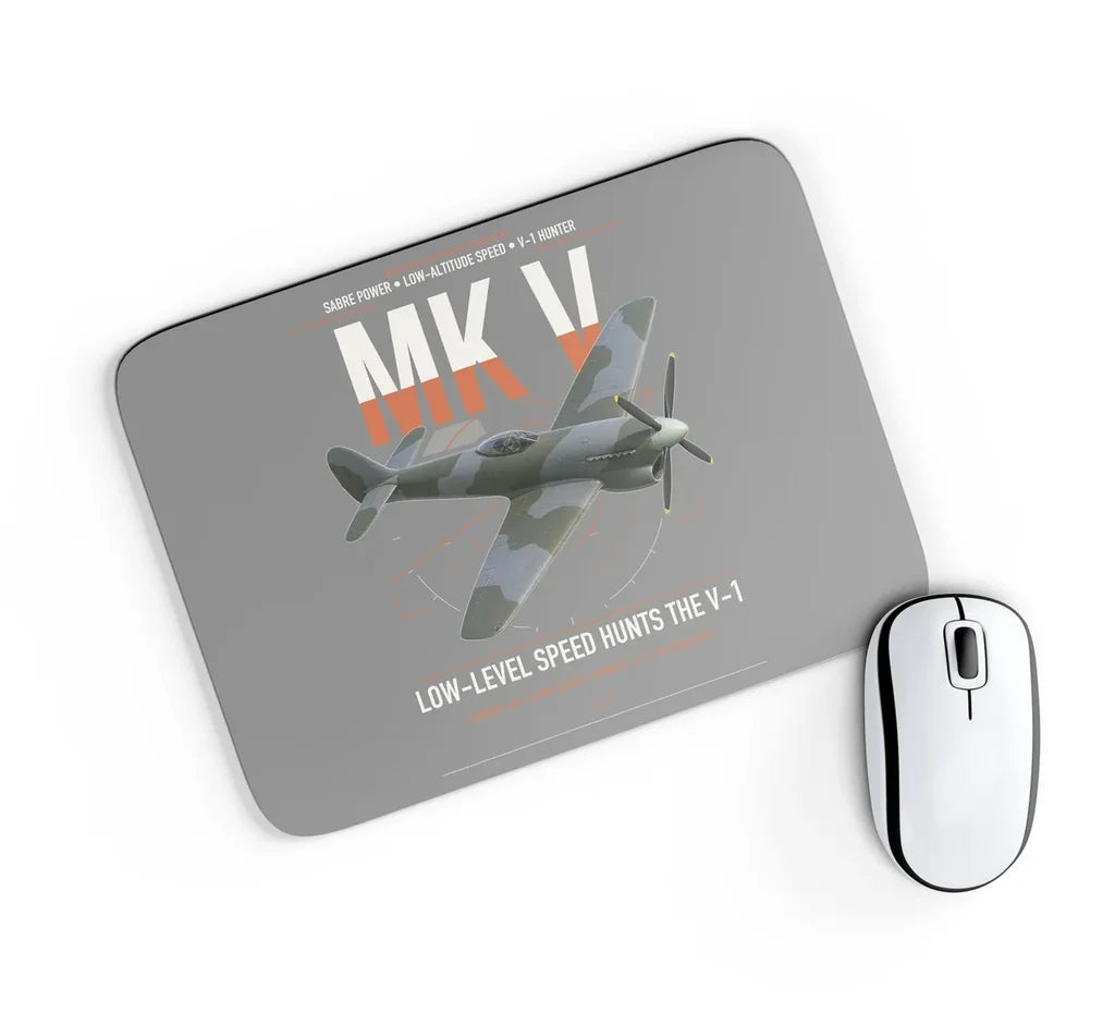 Hawker Tempest Mk V design on gray rectangle mouse pad