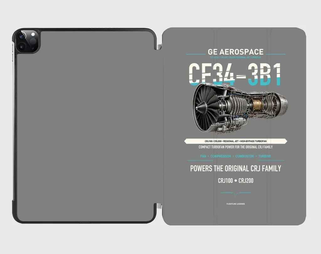 CF34-3B1 design on gray ipad tablet case