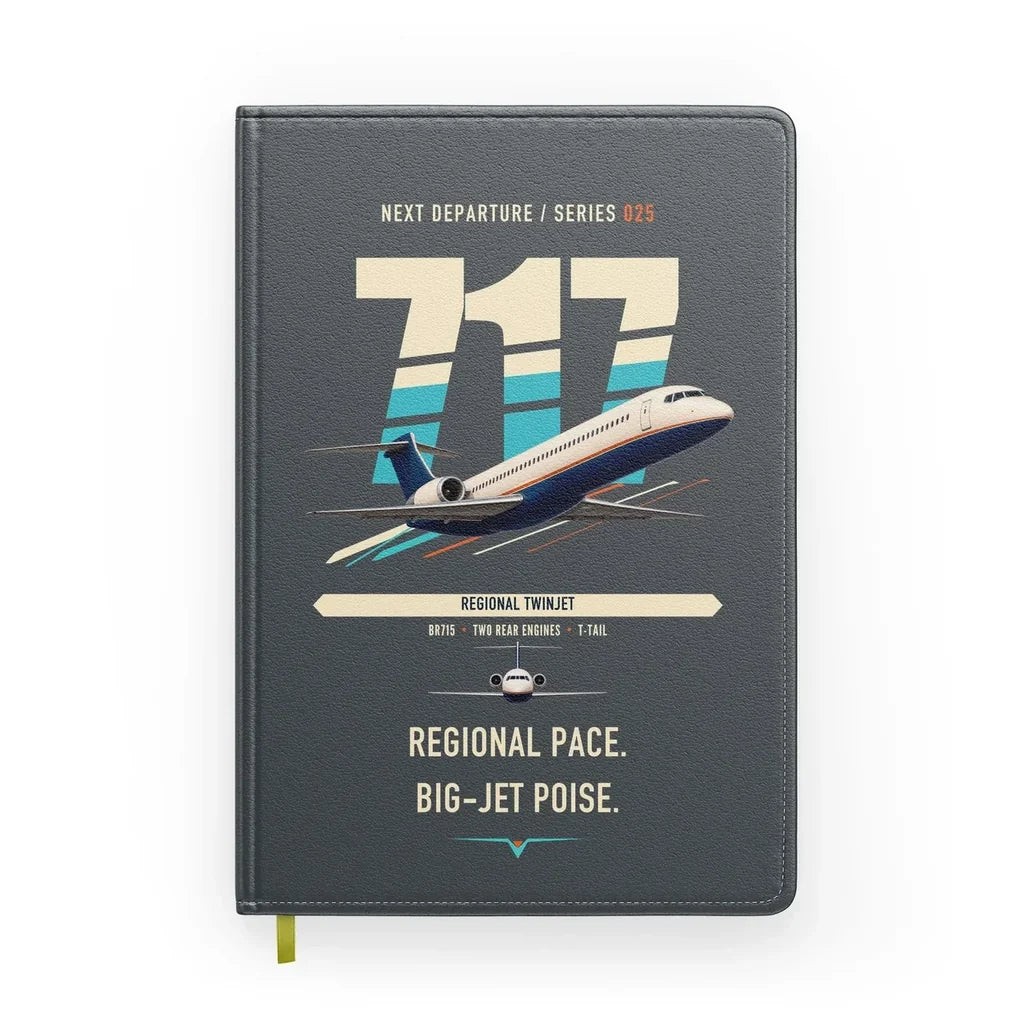 Boeing 717-200 design on gray notebook