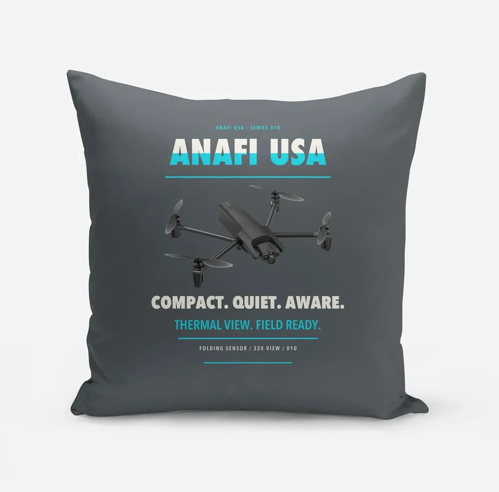 Parrot ANAFI USA design on gray pillow