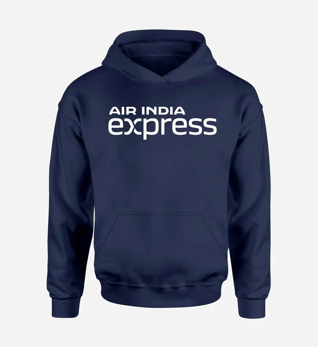 Air India Express logo printed on navy blue hoodie